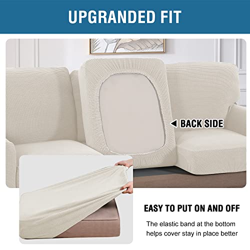 H.VERSAILTEX Multi-Pieces Sofa Covers Stretch Couch Covers Form Fitted Seats and Back Cushions Covers (3 Seat Covers Plus ...