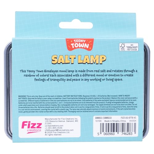 Fizz Creations Teeny Town Miniature Himalayan Salt Lamp – Battery-Operated LED Mood Light with Carry Case – Ideal for Desk...
