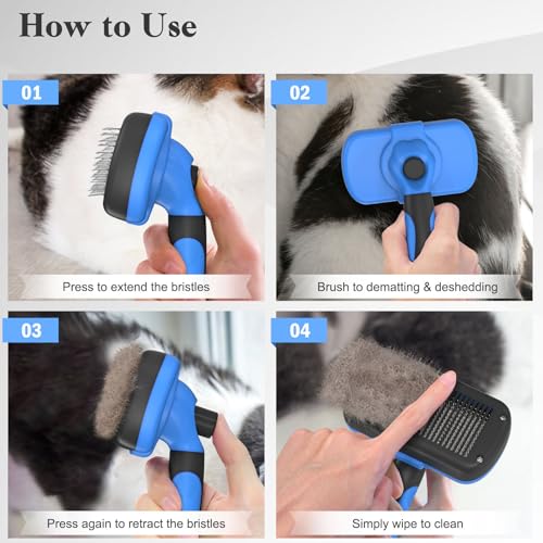 Swihauk Self Cleaning Slicker Brush - Skin Friendly Deshedding Grooming Tool for Dogs & Cats, Suitable for Shedding & Hair...