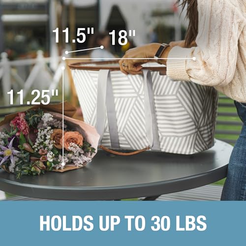 CleverMade Collapsible LUXE Tote - Reusable Grocery Shopping Storage Bag Organizer w/Handles Reinforced Bottom