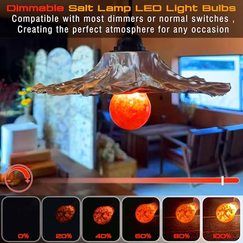 Elmoyle Dimmable Himalayan Salt Lamp LED Light Bulbs, E26 2200K Warm Amber Pink Night Light, 6W Mood Lighting, E26 A60 Sal...