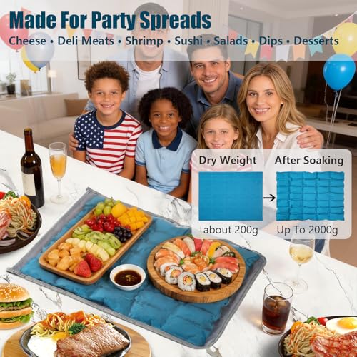 Babeezy Party Mat Chiller Foldable Reusable Cooling Mat with Sleeve, Extra-Large 45×35 cm(Soak-to-Activate) 35 Large Cells...