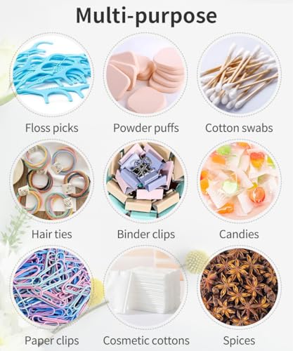 2-Pack Floss Pick Holder and Qtip Holder with One-Touch Opening, Quick Refill for Floss Picks, Cotton Swabs, Balls, Pads -...