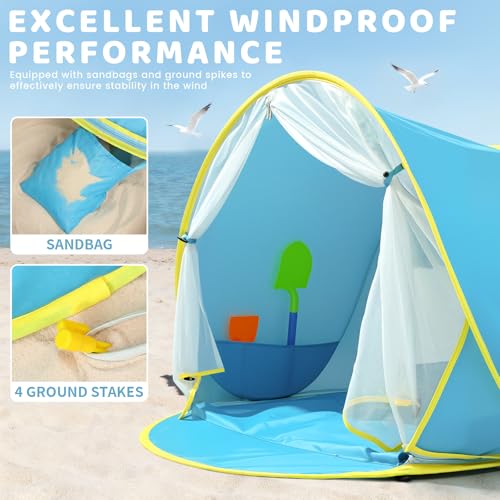 Senodeer Baby Beach Tent, Pop Up Play Tent for Infants, UV Protection Sun Shelter for Toddlers, Infant Portable Sun Shade