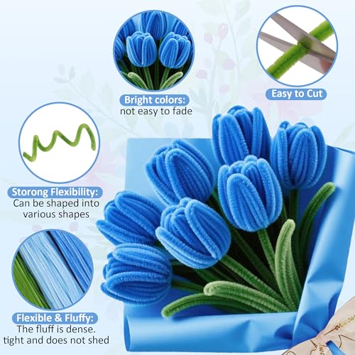 EARLY MINDS 500 Pcs Pipe Cleaners Craft Kit for Flower Making, Complete DIY Bouquet Set with with Tutoria, Chenille Stems,...
