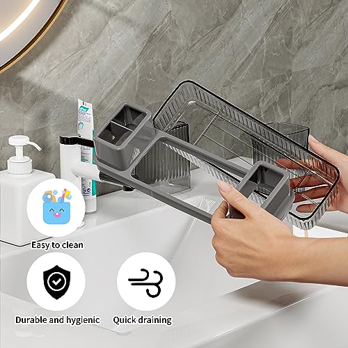 Toothbrush Holder for Bathrooms, 2 Cups Toothbrush Organizer for Bathroom Countertop, Toothbrush Holder Toothbrush Storage...