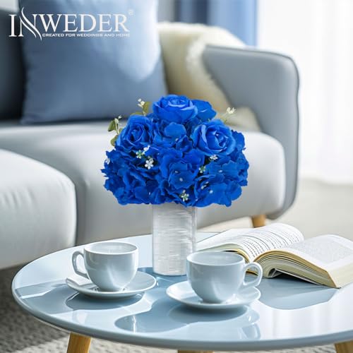 Inweder Blue Flowers Balls for Centerpieces: 10 PCS 11.8" Diam Flower Centerpieces for Tables in Wedding Reception Decorat...