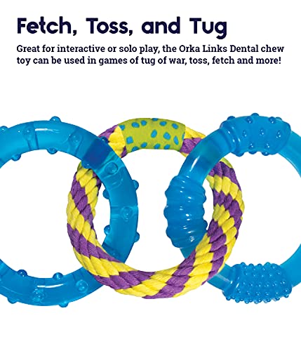 Petstages Dental Links Dog Chew Toy – Puppies & Adults, Strong Chewers, Multiple Textures & Rope, 8.5" x 4" x 1"