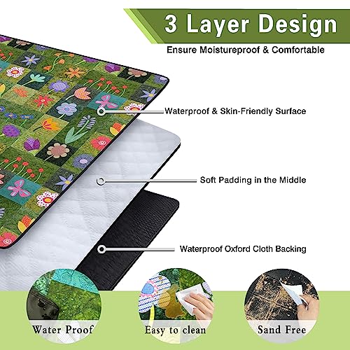 Supfitness Extra Large Picnic Blankets Waterproof Foldable (60 "x 80") Beach Blanket Waterproof Sandproof,3-Layer Thicking...