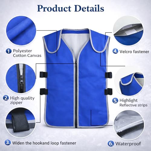 Cooling Vest for Men & Women, Ice Vest with 28 Reusable Ice Packs, High Visibility Reflective Adjustable Ice Jacket for Wo...