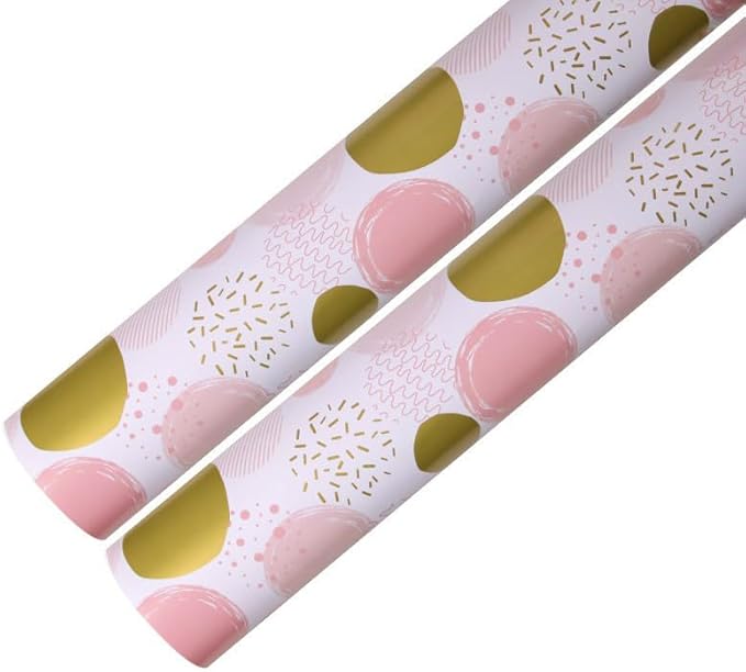 Namzi flowers, gifts, gift box packaging paper, pink glossy gold printed packaging paper, (pink circle)