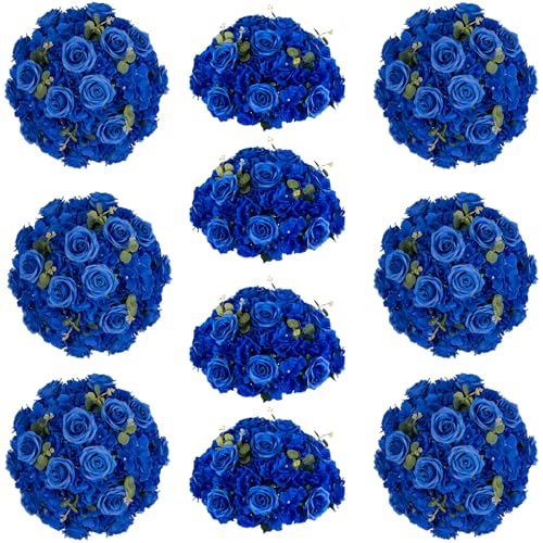 Inweder Blue Flowers Balls for Centerpieces: 10 PCS 11.8" Diam Flower Centerpieces for Tables in Wedding Reception Decorat...