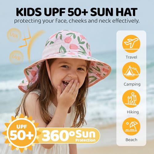 MA COWCF Baby Sun Hat with Neck Flap UPF 50+ Sun Protection Kids Summer Hat Outdoor Toddler Beach Hat 0-6 Years Boys Girls