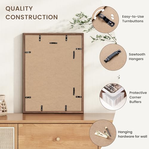 11x14 Picture Frame, USA-Sourced Walnut Wood Photo Frames with HD Tempered Glass, Handcrafted Rounded Corner 11 x 14 Woode...