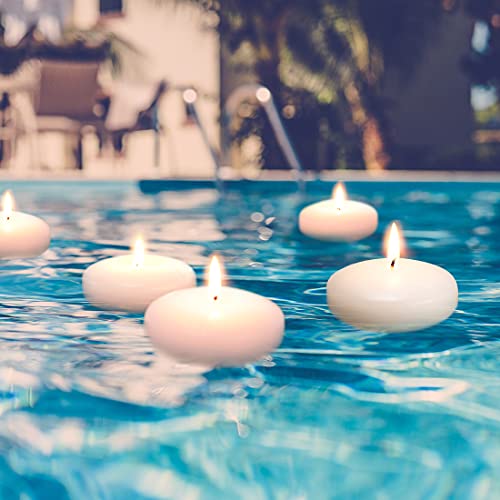 Tuyai (Set of 36) Floating Candles, 3 inch White Dripless Wax Burning Candles, for Weddings, Party, Special Occasions and ...