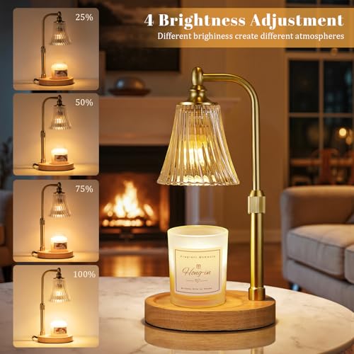 Candle Warmer Lamp with Timer Dimmable,Birthday Gifts for Women Mom Sister,Adjustable Height Wax Melt Warmer for Jar Candl...