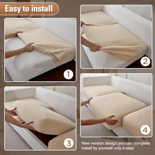 Jialudora Couch Cushion Covers Sectional Couch Covers Stretch Washable Soft Seat Cushion Covers Furniture Protector Sofa S...