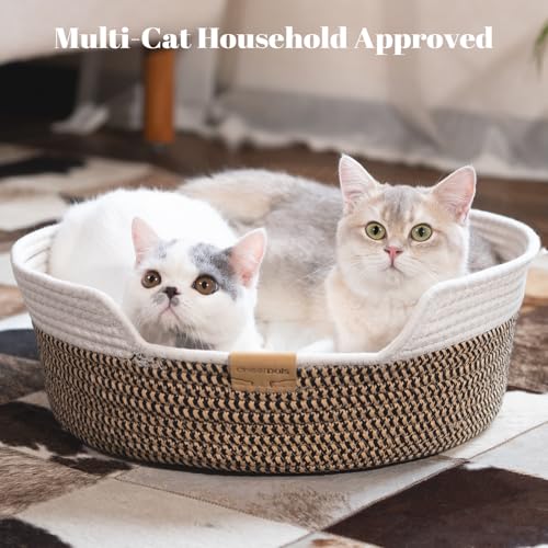 CHEERHOME PETS Cat Bed Basket with Cushion, Cute Pet Bed for Indoor Cats Couch, Kitten Bed for Medium and Large Cat, All S...