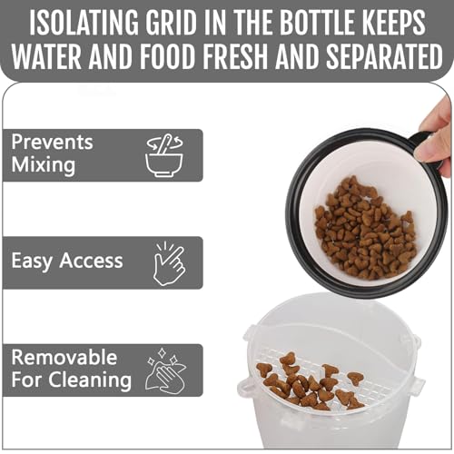 Dog Travel Water Bottle W/Collapsible Bowls - Portable 2 in 1 Leakproof Pet Water Bottle Food Container Ideal for Travel, ...
