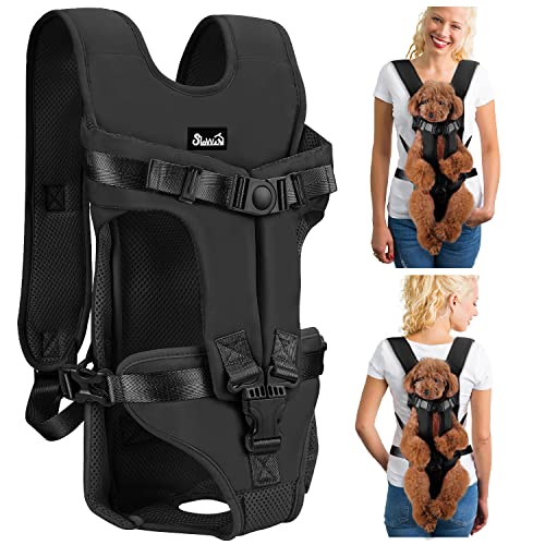 Lukovee Dog Backpack Carrier, Legs Out Easy-fit Dog Front Carrier for Small Medium Dogs, Adjustable Hands Free Dog Chest C...