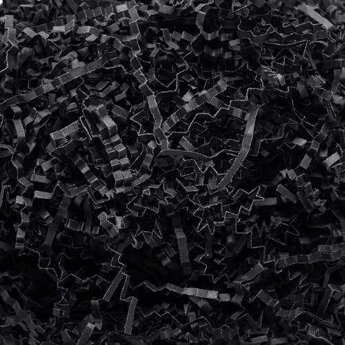Wowxyz 2 LB Crinkle Cut Paper Shred Black Crinkle Shredded Paper - Gift Box Baskets Bag Filler - Confetti Stuffing for Bir...