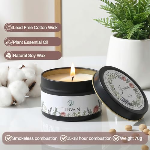 TTRWIN Relaxing Scented Candles Gift Set - 6 Natural Soy Wax Candles for Cosy Home, Aromatherapy Soy Candles in Jars, Stre...