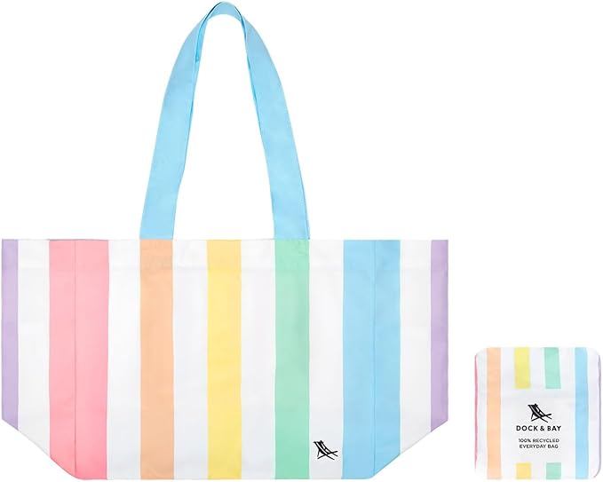 Dock & Bay Everyday Beach Tote Bag - Reusable Carrier Bag for Daily Use - Carries Up to 10kg - 100% Recycled Materials