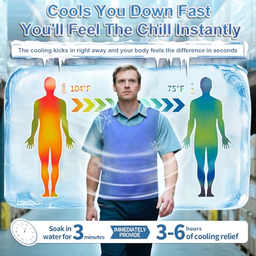 Ice Cooling Vest for Men Women - Water Activated Evaporative Cool Vest - PVA Adjustable Lightweight Reusable Cooler Clothi...