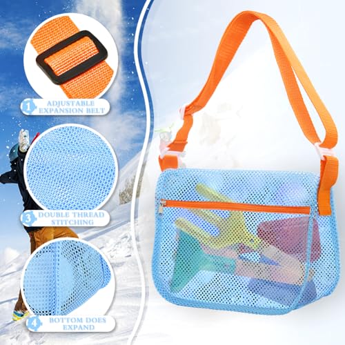 Apidgrowth Shell Bags for Beach,3Pcs Seashell Collecting Bag with Adjustable Shoulder Straps, Beach Mesh Bag for Storing B...