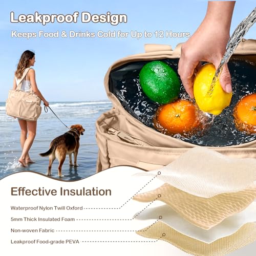 Odoland Soft Cooler Bag - Leakproof & Insulated, 2-in-1 Collapsible Design, Dry/Wet Separation, Large Soft Sided Cooler wi...