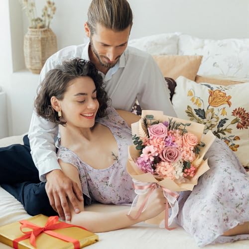 Flowers for Delivery Prime Preserved Flowers Bouquet That Last 3-5 Years Real Forever Roses Bouquet Mothers Day for Mom Mo...