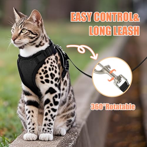 Cat Harness and Leash Set,Escape Proof Adjustable Cat Harness,Soft and Breathable Kitten Harness and Leash with Reflective...