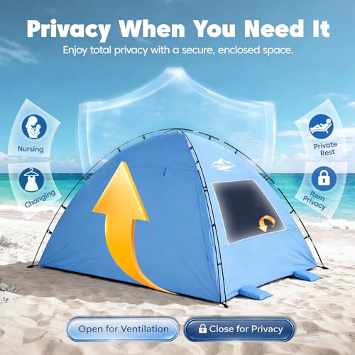 Purebox Beach Tent Sun Shelter - 2/3/4 Person UPF 50+ UV Protection Tents with Canopy, Easy Setup Lightweight Beach Shade ...