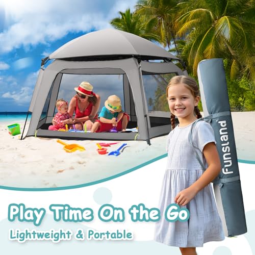 Funsland Baby Playpen Pop-up Tent - Outdoor & Indoor Play Tent for Beach with Canopy Travel Bag Portable Play Yard for Bab...