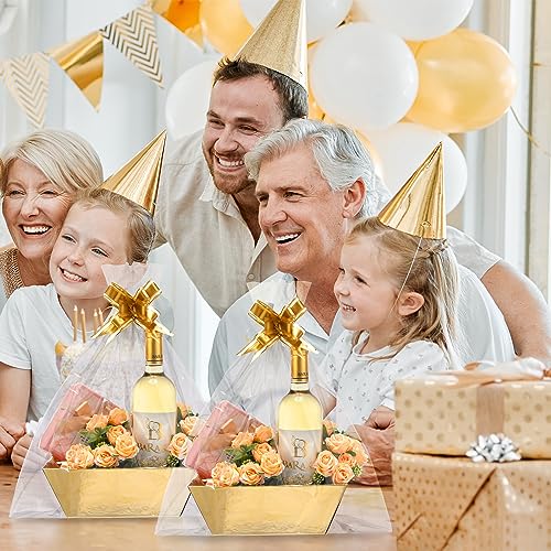 Patelai 22 Pcs Basket for Gifts Empty Kit Includes 6 Pcs 9.8x6.5 Thick Kraft Gift Basket to Fill 6 Clear Bags 10 Bows Empt...