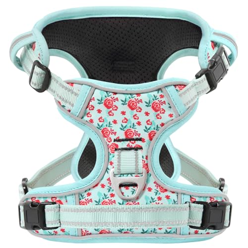 Timos Dog Harness, No-Pull Pet Harness with 2 Leash Clips, 3 Snap Buckles Adjustable Soft Padded Dog Vest, Reflective No-C...
