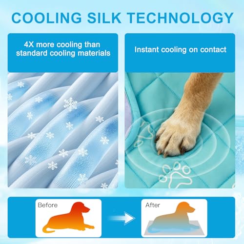 BEAUTYZOO Dog Cooling Mat for Large Dogs 47"x28" – Upgraded Thick Cooling Mat for Dogs with Chill Cool Fiber Q-Max>0.43 – ...