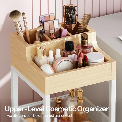 HOOBRO Makeup Organizer Cart, Floor Makeup Storage with Fabric Drawers, Mobile Vanity Organizer, Cosmetics Display Cases, ...