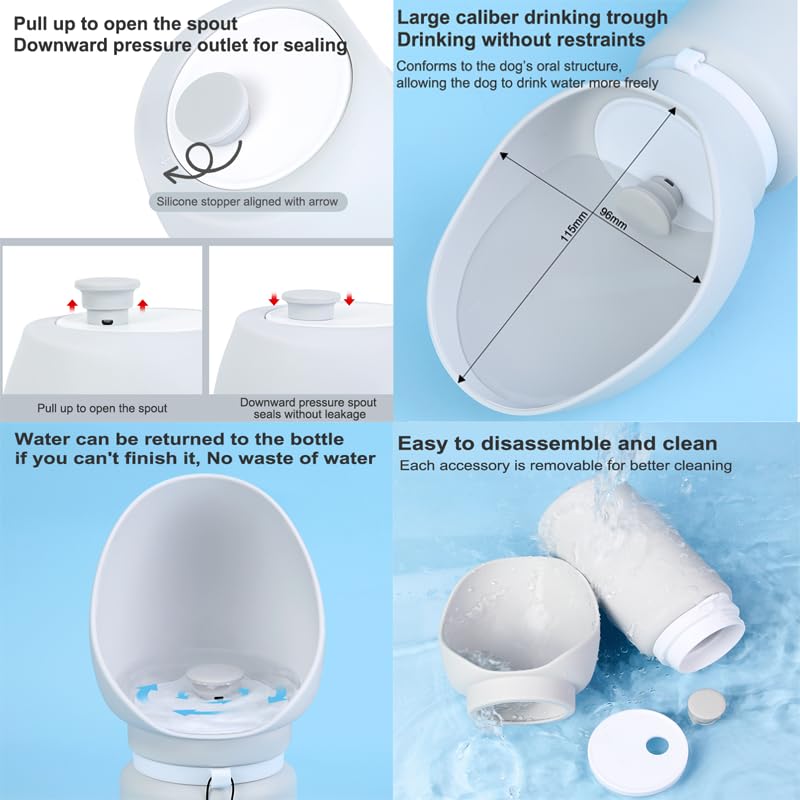 Foldable Portable Dog Water Bottle, 2 in 1 Integrated Collapsible Dog Water Bowl & Travel Dispenser, Leak-Proof Portable P...