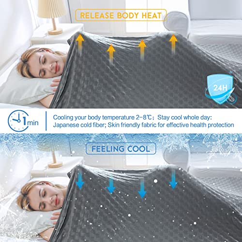 AmyHomie Cooling Summer Blanket with Double Sided Cold Effect, Breathable, Lightweight, Arc-Chill Q-Max>0.5 Cool Fiber, fo...