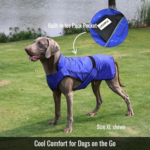 LUCOLOVE Dog Cooling Vest with Ice Pack – 2-Layer Evaporative Cooling Jacket with High Collar, UV Protection & Size-Matche...
