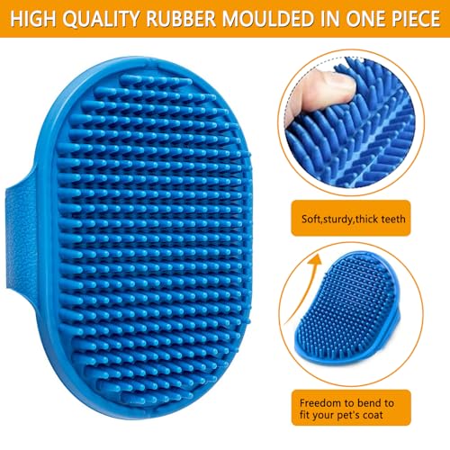 Dog Grooming Brush, CWXZSTM Pet Shampoo Bath Brush Soothing Massage Rubber Comb with Adjustable Ring Handle for Long Short...