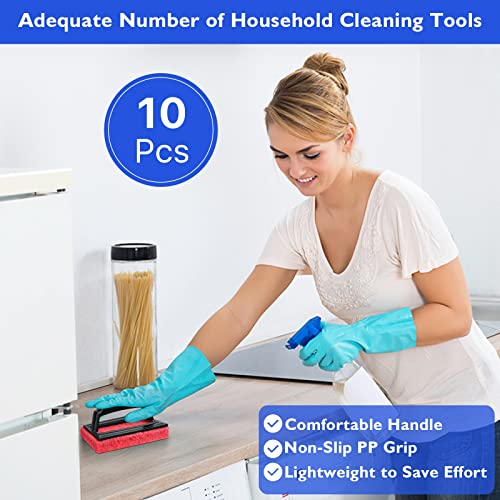 Aemygo 10 Pcs Screen Printing Scrub Pad with Handle, Chemical Resistant Screen Print Ink Cleaning Brush, Silkscreen Ink Re...
