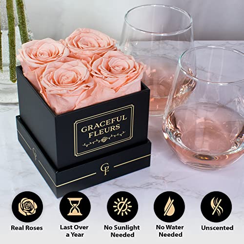 Graceful Fleurs Real Long Lasting Roses in a Box for Years, Preserved Fresh Forever Flowers for Delivery Birthday, Mothers...