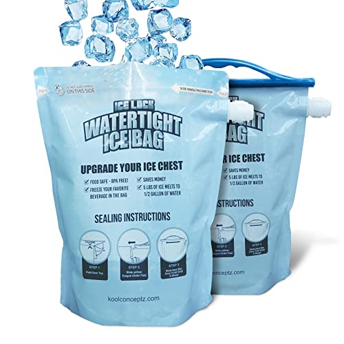 Large Leakproof Ice Bag. Reusable Ice Pack for Cooler - Long Lasting Instant Cooler Ice Packs - Drop in Cubed Ice to Make ...