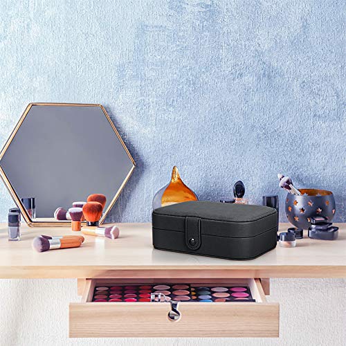 FEISCON Small Jewelry Box Necklace Ring Storage Organizer Mini Jewelry case Double Layer Travel Jewelry Organizer for Wome...