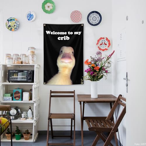 Welcome to My Crib Flag，2x3 Feet Tapestry Funny Poster Durable Man Cave Wall Flag with Brass Grommets room decor for bedro...