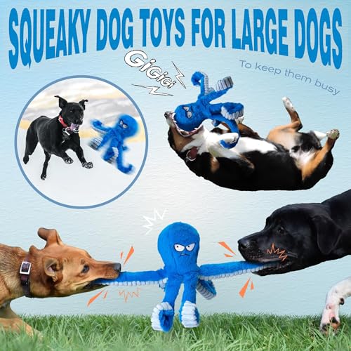 LEGEND SANDY Tough Dog Toys, Stuffed Chew Large Dog Toys to Keep Them Busy, Interactive Squeaky Tug of War Doggie Toy, Cri...