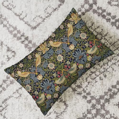 Jecuwo Floral Pillow Covers 12x20 Inch Set of 2, Sage Green Flower Bird Outdoor Decorative Throw Pillowcase William Morris...