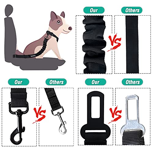 COOYOO Dog Seat Belt,3 Piece Set Retractable Dog Car Harness Adjustable Dog Seat Belt for Vehicle Nylon Pet Safety Seat Be...